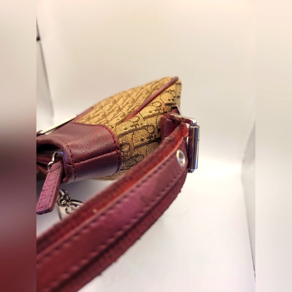 Christian Dior Columbus Burgundy Leather Canvas Handbag - Picture 6 of 6